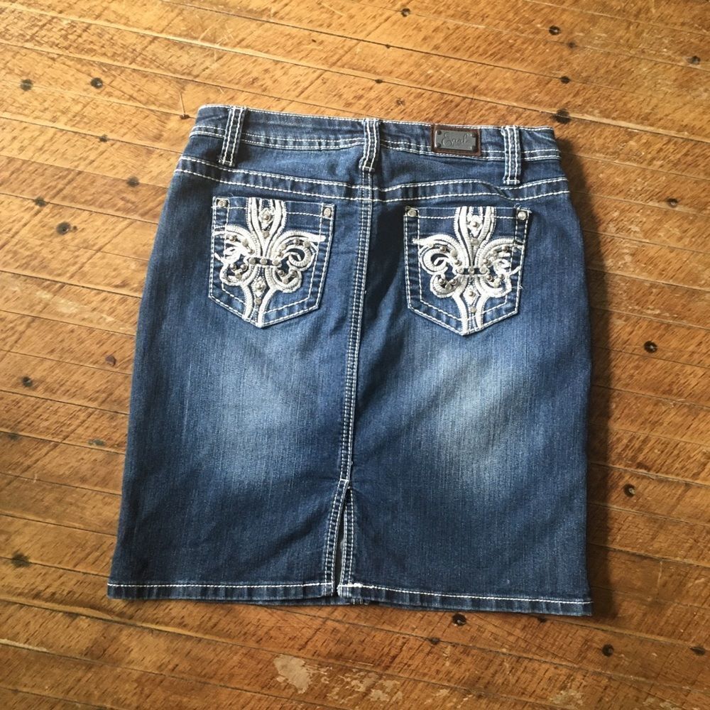 Earl JeanY2K denim 4 blingy pockets western skirt